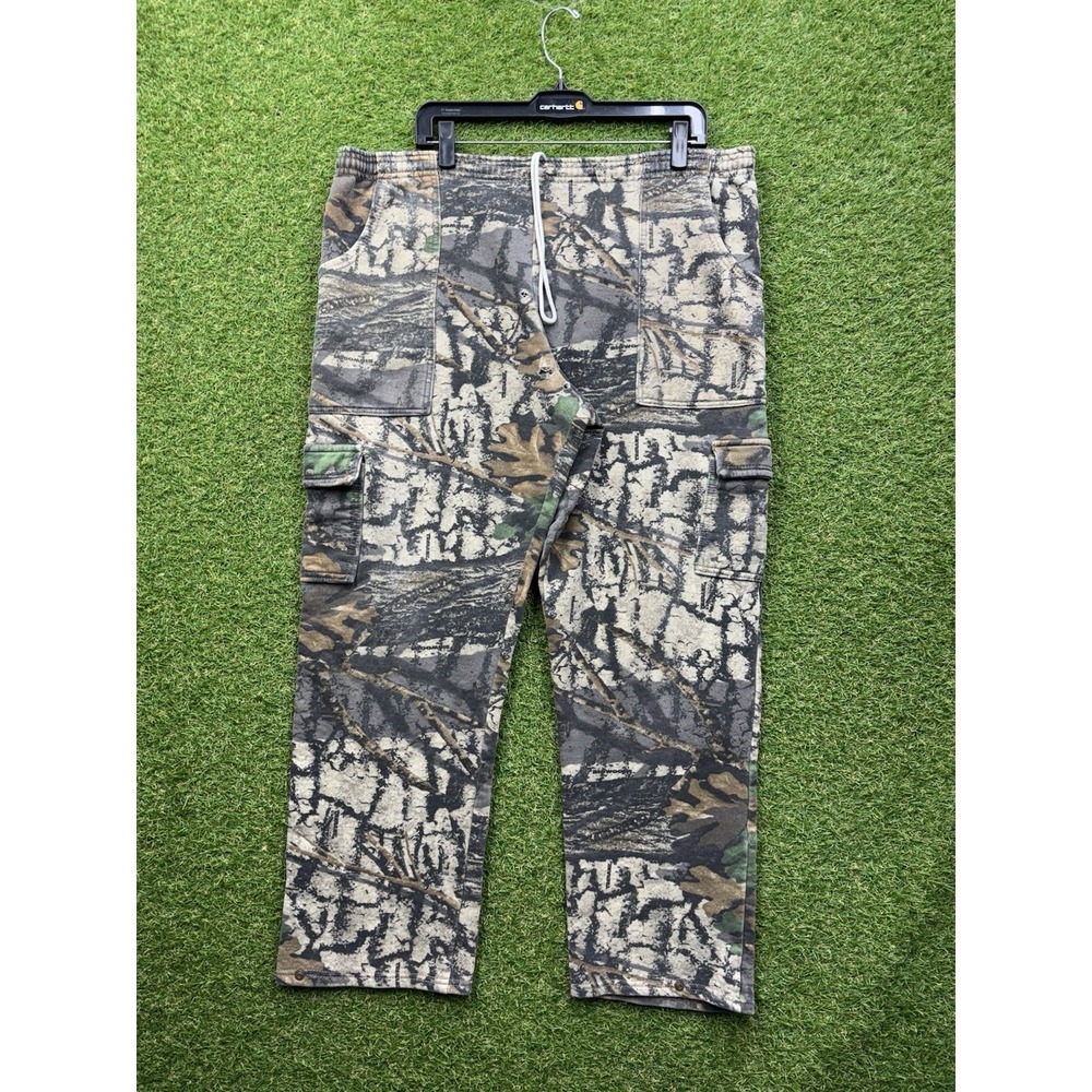 Vintage Mossy Oak Cargo Pants Mens XL Camo Sweatpant Jerzees Outdoors Grunge USA